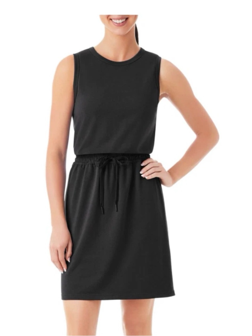 Member's Mark Women's Elastic Drawstring Sleeveless Tank Dress -Black